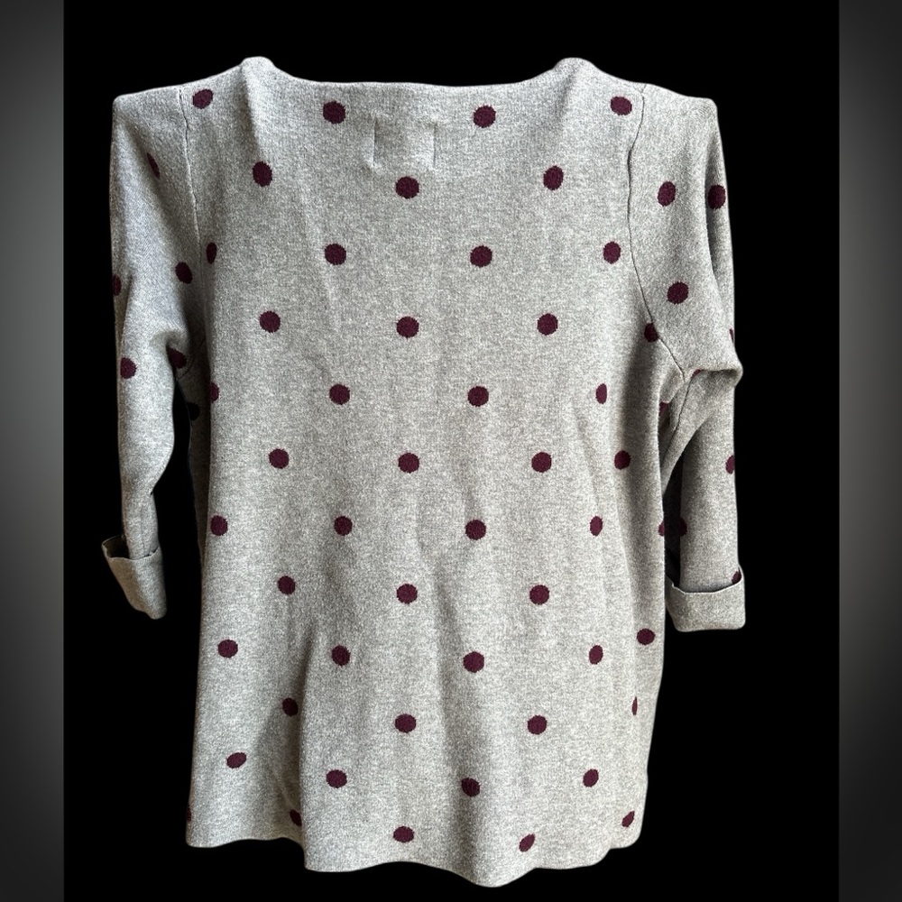 Arabella & Addison Gray Polka Dot Sweater‎ 2X Roll Tab Sleeve 3/4 Length EUC - Picture 5 of 6